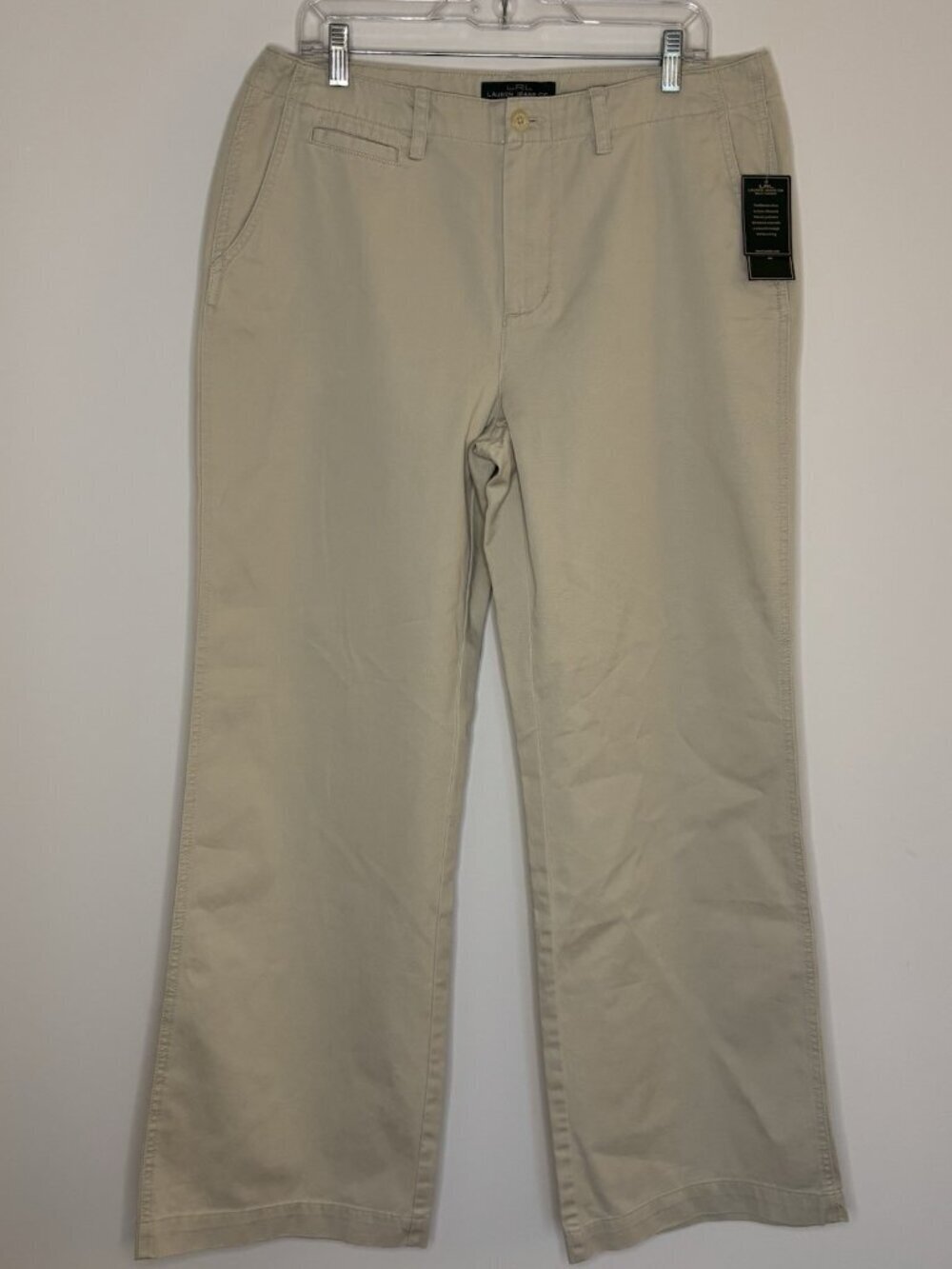 LRL LAUREN JEANS CO NEW Biltmore Chino Women 14 Stone Flat Front Pocket Wide Leg
